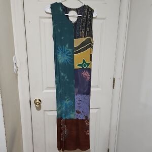 Multicolor Sleeveless Patchwork Dress Sz S/M  100% Rayon